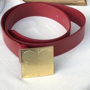 Vintage Liz Claiborne red leather belt brass