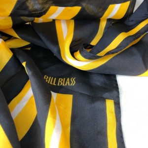 Vintage Bill Blass Silk scarf yellow black stripe