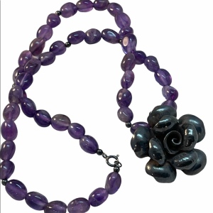 Sterling Silver amethyst bead flower necklace