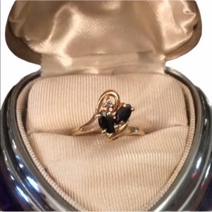 14k gold diamond sapphire flower ring Sz 4