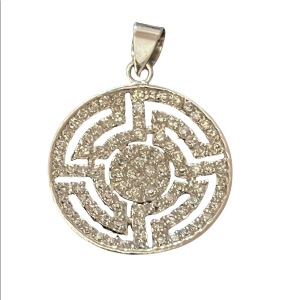 Sterling silver with rhinestones Greek design pendant