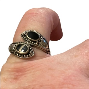 Fancy Vintage black onyx sterling silvwr 925 ring