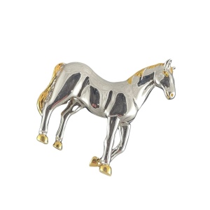 Vintage gold & silver finish proud horse Butler brooch FAC