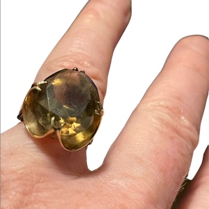 Large Smokey quartz 14k gold fancy vintage dinner ring