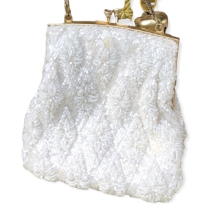 Vintage white bead purse wristlet