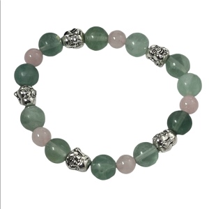 - Beautiful Rose quartz green fluorite budda bead stretchy bracelet stone …