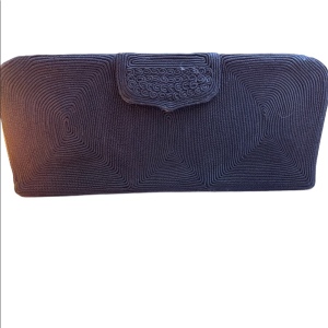 Vintage c1940s Gold Seal Black fabric clutch