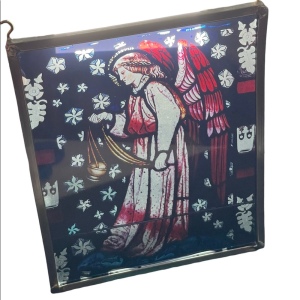 Vintage Handmade stained glass angel window hanging