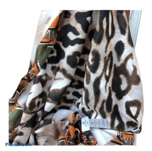 - Paul Costelloe Italy silk tribal leopard scarf Retired