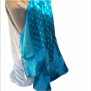 Adrienne Vittadini Blue polka dot silk scarf