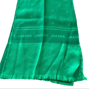 Lovely Solid Green Silk Jaeger scarf