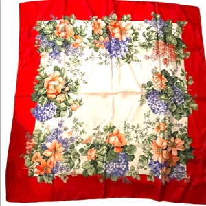 Vintage D Este Floral flowers scarf SILK Italy Italian