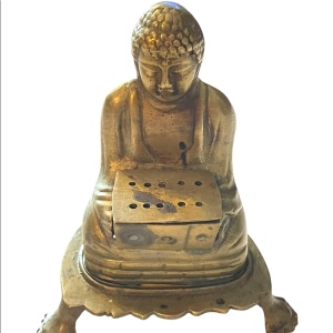 Vintage sitting Buddah Insence burner brass ritual meditation