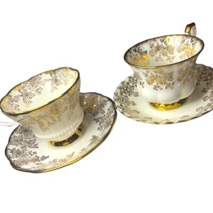 Vintage 24k Gold floral finish Royal Albert tea cup & saucer X2 Sets