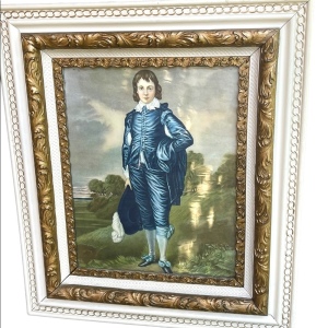 Stunning Antique Fablous Pastel Blue Boy Large ornate wood Framed print Beauty!