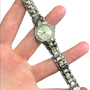 Ann Klein Silver Finish Rhinestone watch