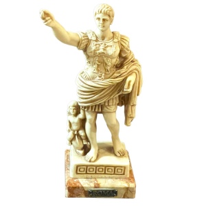 Vintage Statue Augustus of Prima Porta Caesar Roman statue on marble Roma Signed