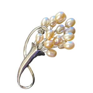 Lovely pearl Silver finish bouquet fancy brooch