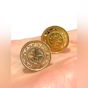 Vintage 14k Solid gold Chinese Good luck symbol Cufflinks