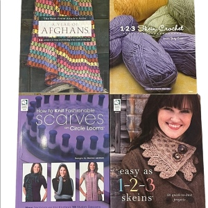 GREAT LOT of NEW Knitting & Crochet books Loom, afghans & more’ x 4 pcs