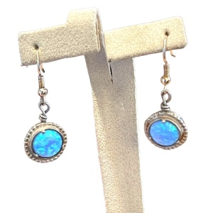 Vintage Israel Fire opal silver finish stone earrings dangle