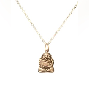 Vintage Mexico Sitting laughing Buddah Pendant sterling silver 925 necklace