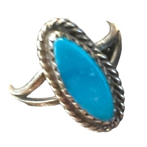 Vintage sterling silver? sim Turquoise small ring southwestern style