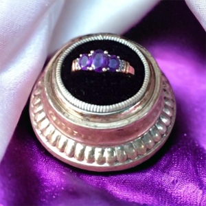 10k gold diamond and amethyst ring vintage