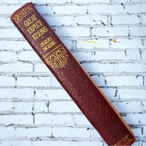 Antique 1920 UK Collins Red Leather Book Great Expectations Charles Dickens