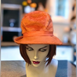 Vintage Orange Designer felt Cloche SM