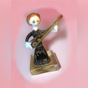 Vintage Murano Art Glass Venetian Italy Girl sitting playing a guitar hand made