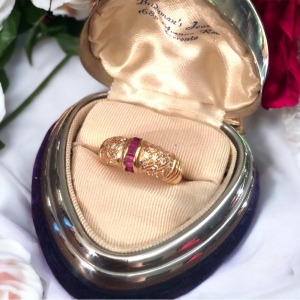 14k gold Diamond & Ruby wedding Band