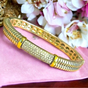 Stunnning Ralph Lauren Sterling silver 14k Diamond bangle bracelet retired