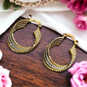 Beautiful 14k WG YG Gold Hoop Earrings Heavy’