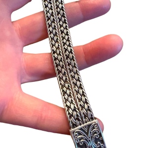 Spectacular Handmade Basket Woven Balenisian BALI 925 Sterling Silver Bracelet