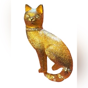 - Vintage Gold plated Crystal Christian Dior Rare Cat kitty brooch