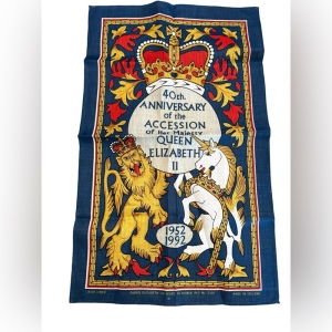 New Old Stock “ULSTER Weavers” Queen Elizabeth’s "Gold Jubilee" Tea Towel