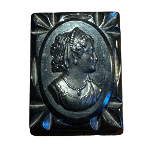 Vintage Black BAKELITE mourning cameo brooch