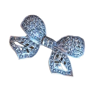 Vintage sterling silver 925 marcasite BOW brooch