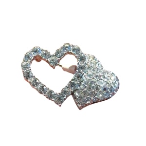 Lovely retired SWAROVSKI Authentic swan crystal hearts brooch silver finish