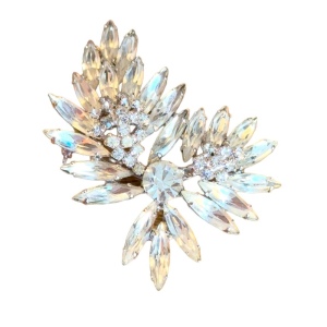 Vintage 1960s UNMARKED Sherman crystal brooch clear crystal