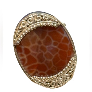 Sajen sterling silver 925 handmade Bali designer agate scrollwork ring