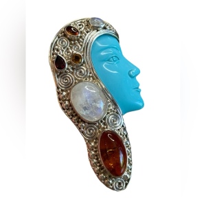 Sajen Bali Designer sterling silver 925 multi gemstone goddess amber moonstone