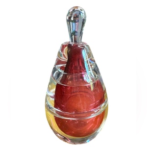 Lovely handmade spun glass pink perfume bottle Murano crystal raspberry heavy