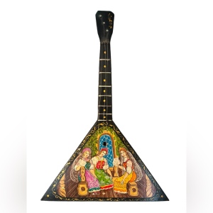 Vintage Russian Balalaika 3 String Instrument decor Guitar folk art hand painted