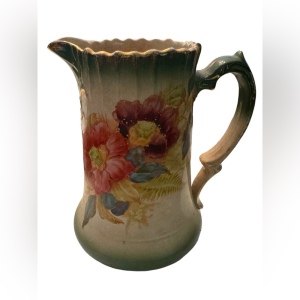 Antique Victorian Ware water jug decor pitcher floral flowers