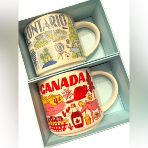 Lot of 2 pcs NEW IN BOX Starbucks mugs Been there Ontario Canada Ceramic coffee