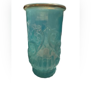 Vintage blue opalescent vase art deco style design