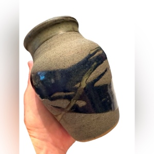 Vintage signed South Western pottery VASE blue gray hues