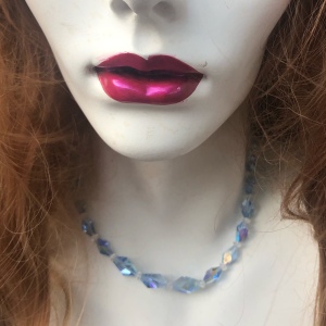 Vintage 16” blue Crystal necklace